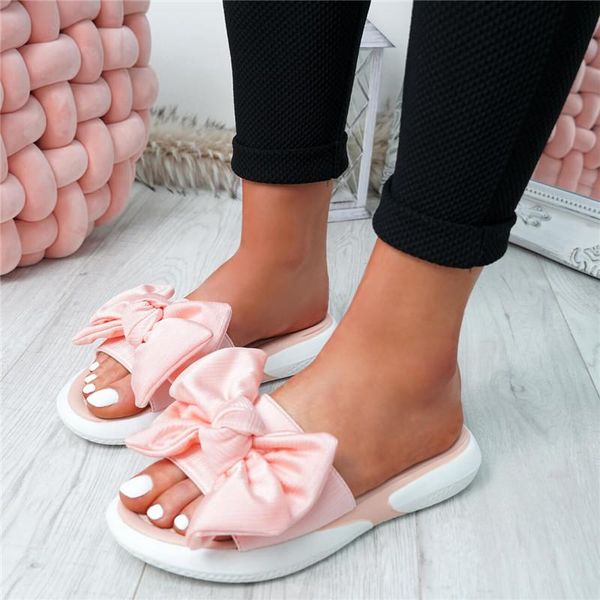 

slippers women summer bow sandals slipper indoor outdoor flip-flops beach shoes female fashion zapatos de mujer, Black