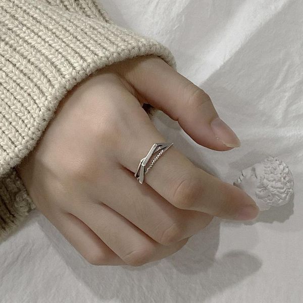 

cluster rings fashion real 925 sterling silver ring geometric for women party jewelry 2021 minimalist accessories gifts, Golden;silver