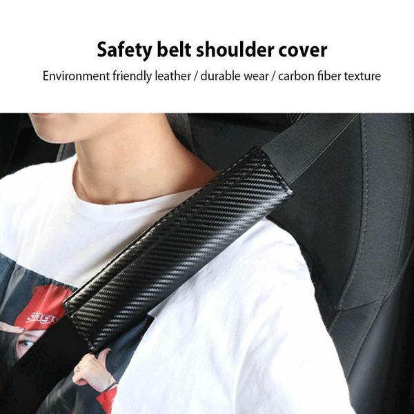 

set of [2] carbon fiber seat belt shoulder protectors soft and comfortable ventilation wear-resisting interior accessories safety belts &