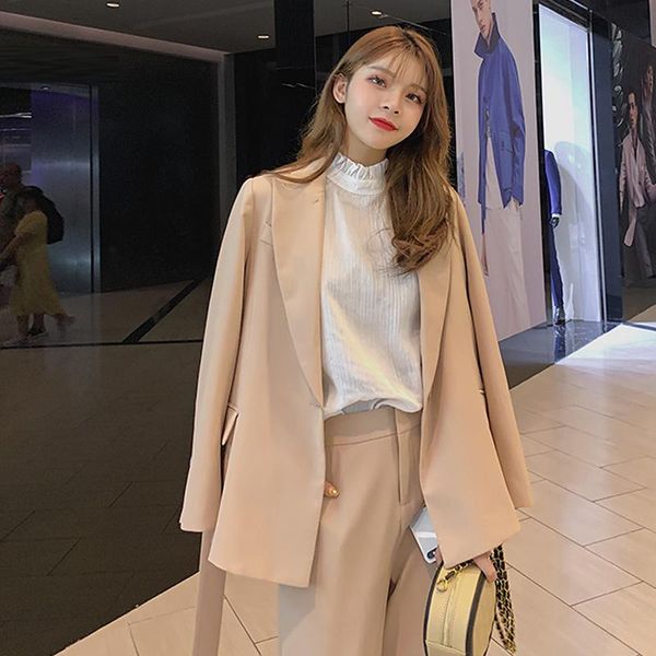 

blazer set office lady pants suit women temperament high waist trouser suits two sets femme 2021 autumn fashion women's piece, White