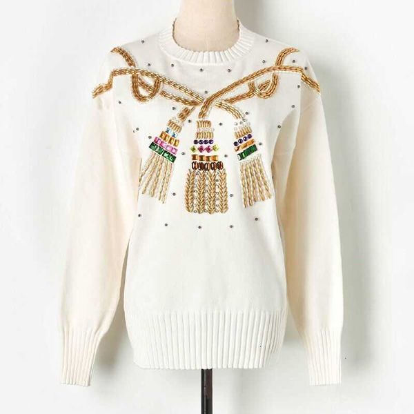 

women's sweaters winter beading diamond knit sweater pullover ladies luxury long sleeve jumper women clothes loose knitw jl8o, White;black