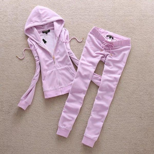 

women's tracksuits juicy lovers brand autumn spring slimwomen sporting suits outdoor velvet casual jogging hooded collar sportswear sui, Gray
