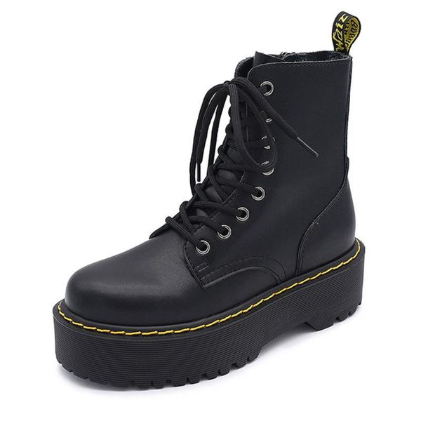 

boots ms cool motorcycle leather and girls fashion women short thick bottom, Black