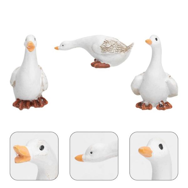 

interior decorations 3pcs resin duck figurines miniature sculptures farm models gift