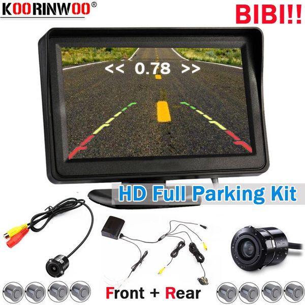 

car rear view cameras& parking sensors koorinwoo hd full kit video 8 radar with 4.3 inch display camera front backlight safty accossories