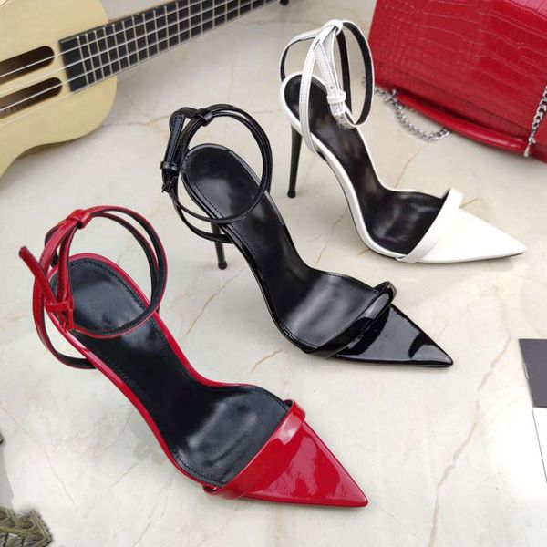 

2021 fashion sandals stiletto heels brand summer shoes designers womens women slip on pointed toe sandal slingback pumps with box, Black