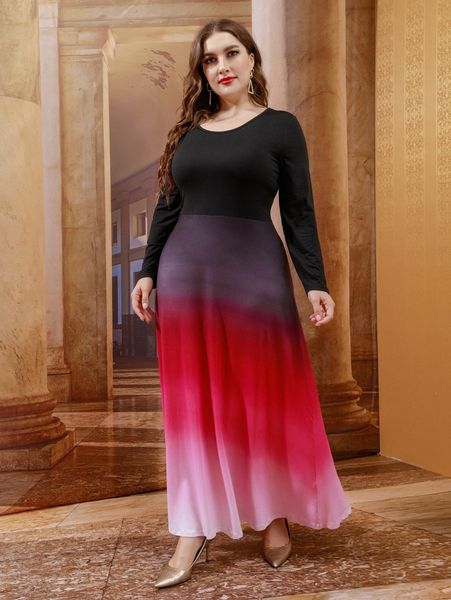 

plus scoop neck ombre maxi dress z0uy#, Black