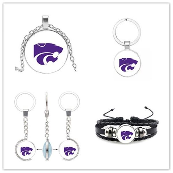 

charm bracelets university sport bracelet football kansas charms wildcats keychains necklace diy jewelry for man woman fans, Golden;silver