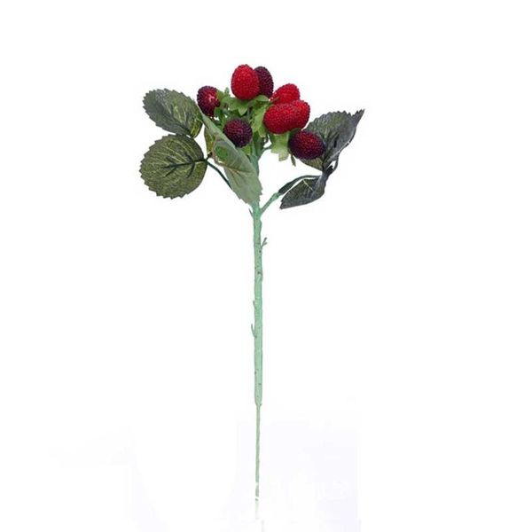 Ghirlande di fiori decorativi Decorazioni per la casa rosse da sposa Bouquet da festa in plastica Ramo di fragola artificiale da matrimonio realistico di fascia alta