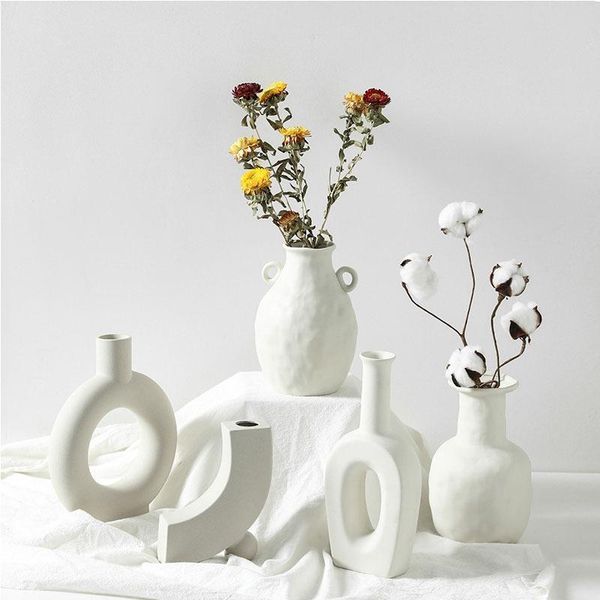 

vases ceramic flower nordic white plant pot art decor modern dried arrangement hydroponic craft for