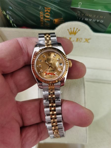 

with original box luxury wristwatch 26mm 31mm 36mm 41mm lovers watches diamond mens women gold face automatic wristwatches designer ladies w, Slivery;brown
