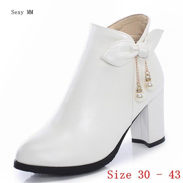 

spring autumn high heels women ankle boots woman short heel shoes small plus size 30 31 32 33 - 40 41 42 43, Black