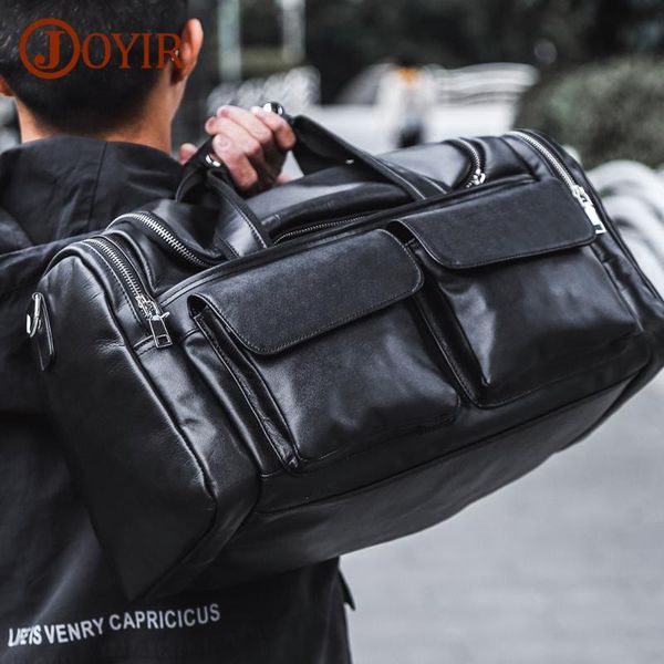 

vintage men travel bag genuine leather large capacity handbag cowhide duffle luggage totes overnight male duffel bags