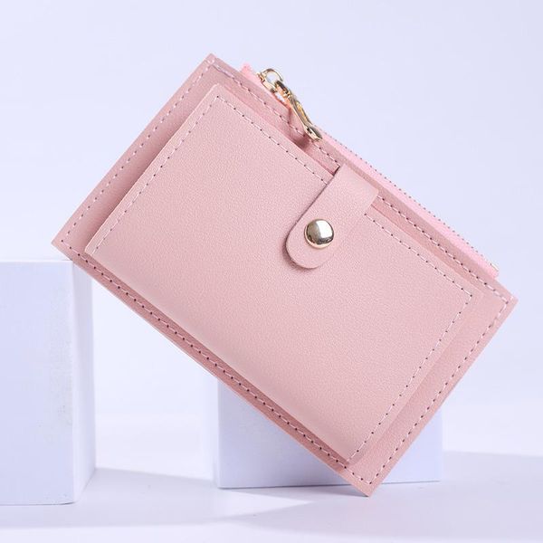 

wallets solid color leather multi-card wallet women casual zipper short purses student girls pu coin purse hasp card holder money bag, Red;black