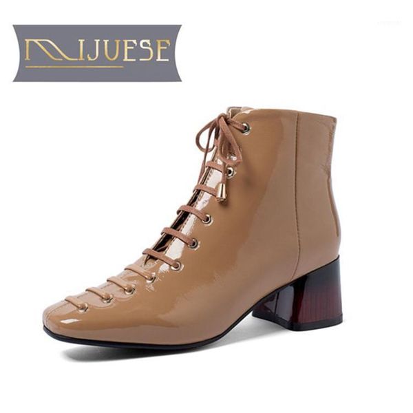 

boots mljuese 2021 women ankle winter short plush square toe zipper high heels female size 431, Black