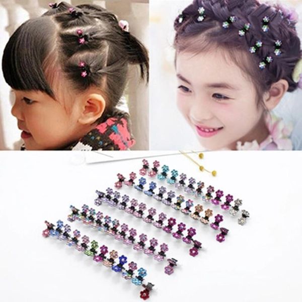 

hair accessories 12pcs mini colorful flowers baby hairpins girls children clips kids headwear princess barrettes, Slivery;white