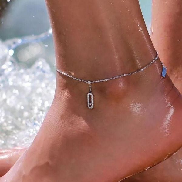 

anklets simple unique joker anklet inlaid zircon classic series women delicate paper pin trend foot jewelry ankle chain tender gift, Red;blue