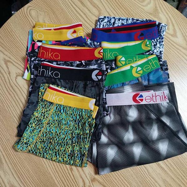 

color random promotion styles ethika men's boxer underwear sports hiphop rock excise underpants for mens male shorts boxer quick8522, Black;white