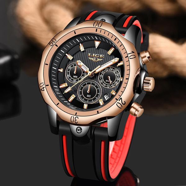 

wristwatches men watch 2021 lige gift men's quartz watches male clock reloj hombres leather wrist with calendar, Slivery;brown