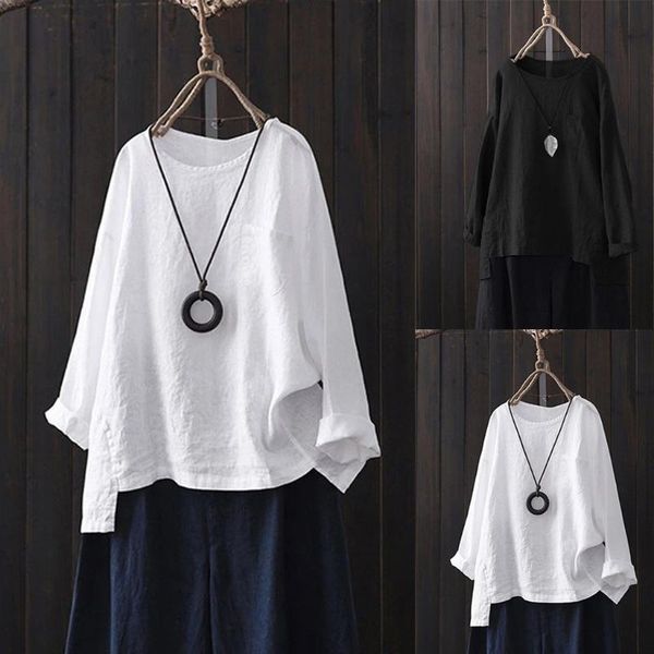 

women's blouses & shirts fashion women o-neck black/white blouse long sleeve pure colour plus size easy blusas