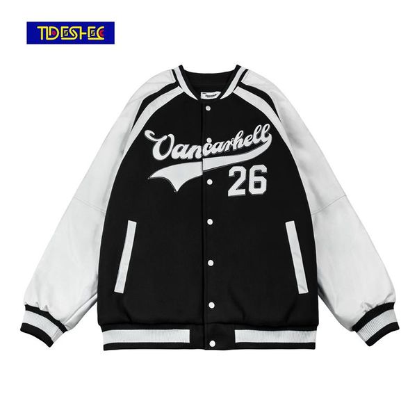 

men's jackets men fashion embroidery harajuku college style plus size coat hip hop couple jacket outwear 2021 winter women and, Black;brown