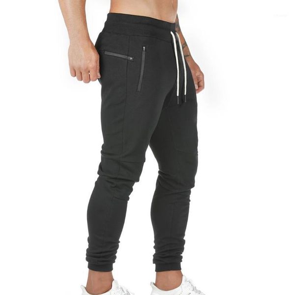 

men's pants running men sport gym training jogger slim fit sweatpants workout tight trousers, Black