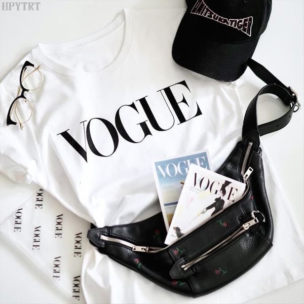

vogue letter print summer womens harajuku large size fashion streetwear casual short sleeved female, White