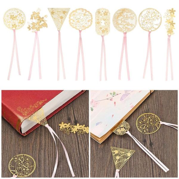 

bookmark rose gold apricot stationery leaf chinese style tassel metal