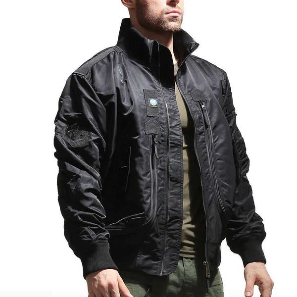 

fashion army jackets men pilot air force thin baseball tactical military clothing bomber stand-collar autumn and winter 211011, Tan;black