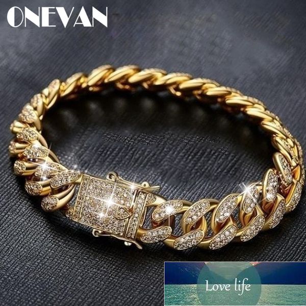 Mode Männer Frauen Gold Silber Farbe Armband Hip Hop Punk Stil Kubanische Gepflasterte Klare Strass Armreifen für Männer Geschenk Fabrik preis expert design Qualität Neueste Stil