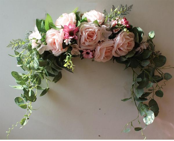 

60cm imitation rose flower door lintel, chair back, pendant artificial flowers welcome wreath ornaments christmas party decorative & wreaths