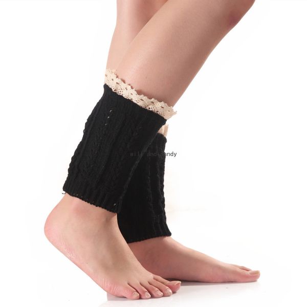 

crochet knit short anklet leg warmers socks boot cuffs ers fish bone pattern leggings autumn winter stockings women girls clothing black whi, Black;white