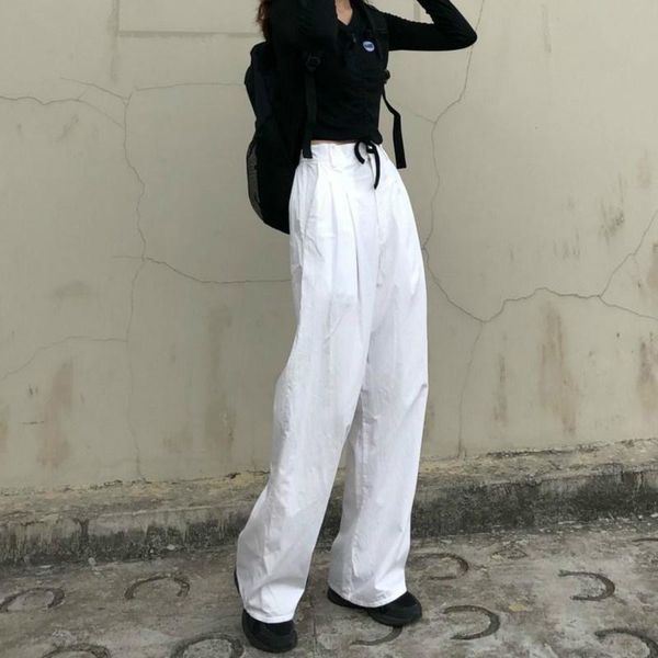 

women's jeans women ins retro daily loose high waist all-match summer full-length ladies denim trousers simple solid female streetwear, Blue