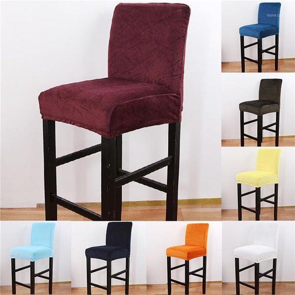 

chair covers 15 colors jacquard bar stool cover short back dining slipcover spandex stretch case counter chairs banquet wedding1