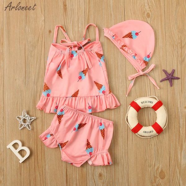 

girls swimwear newborn infant baby girls bikini swimwear swimsuit beachwear shorts hat outfits beachwear children fashion new, Black