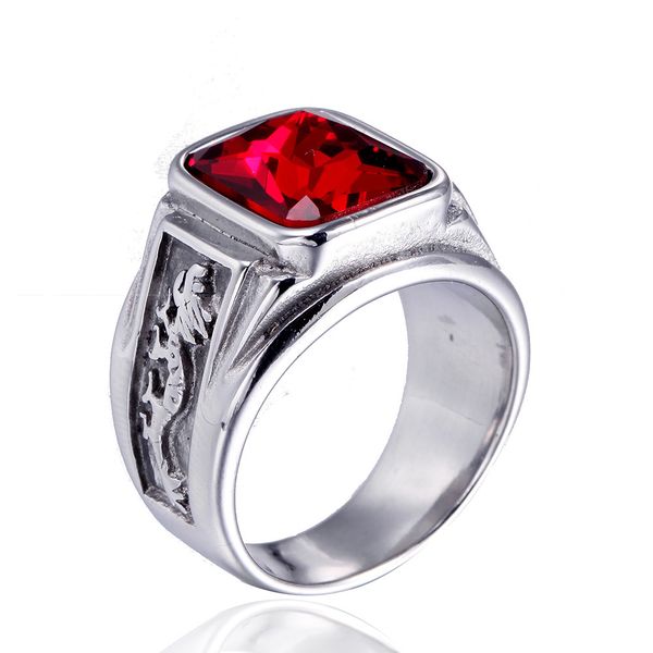 

delicate ring net red men's stainless steel double dragon wind, Silver