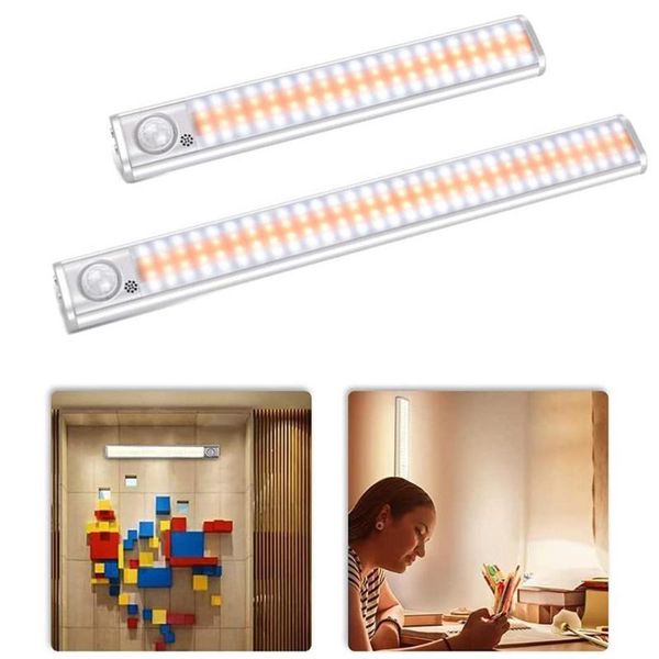 

cabinet light led closet 80/120 leds lamp with motion sensor kitchen lighting usb rechargeable under lights for bedroom