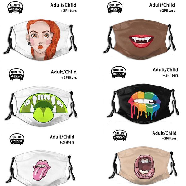 

custom logo new cartoon funny expression printed with nose bridge strip and filter insert cotton mask