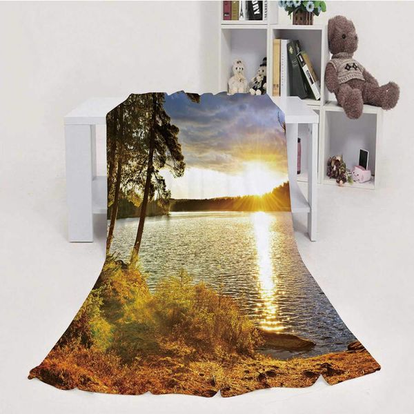 

sunset over lake of two rivers in algonquin park,soft luxuries throw blanket microfiber soft throw ontario
