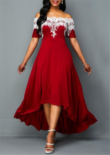 

party dresses plus size 5xl one-shoulder lace irregular dress female slim backless elegant ol casual summer, White;black