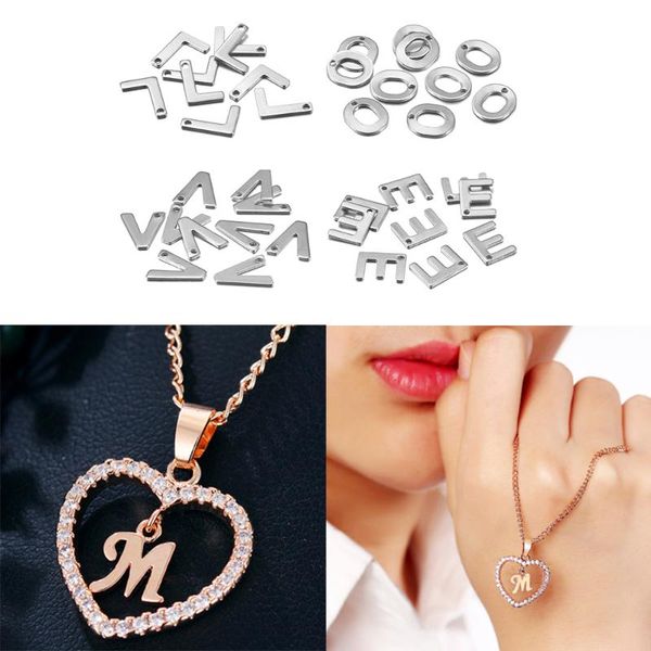 

charms 26/50pcs 11.5x9.5 mm stainless steel a-z 26 letter pendants for diy necklace earring jewelry crafts making accessories, Bronze;silver