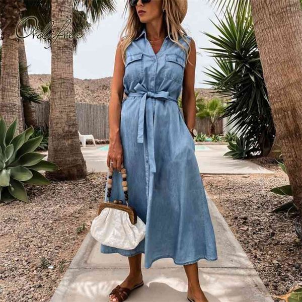 

summer autumn women jeans dress casual belted sleeveless denim 210513, Black;gray