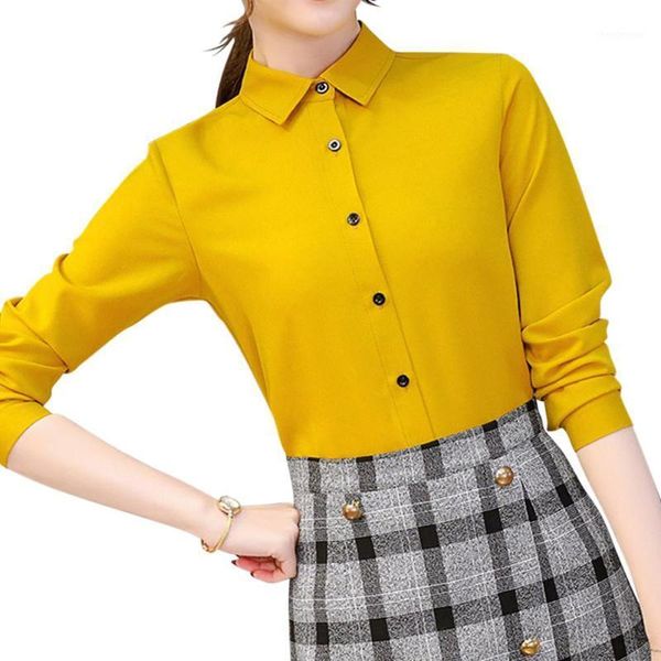 

female blusas spring autumn blouse office lady solid color slim shirts women blouses long sleeve casual shirt women's &, White