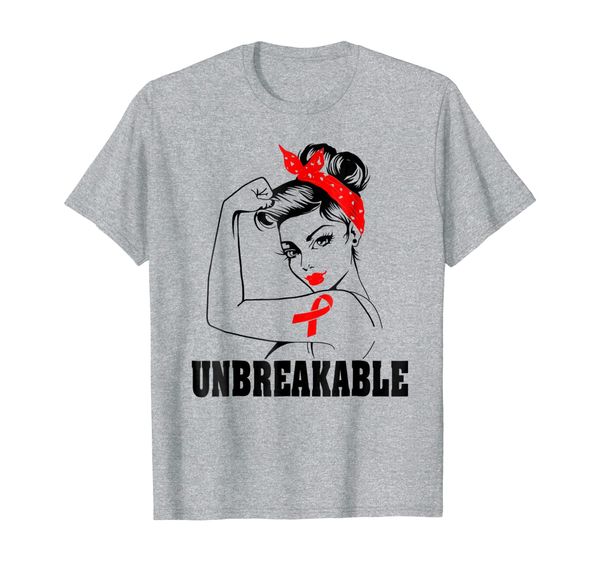 

womens heart disease warrior-unbreakable-red-ribbon shirt, White;black
