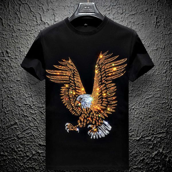 

trend diamond eagle men's t-shirt fashion youth casual, White;black