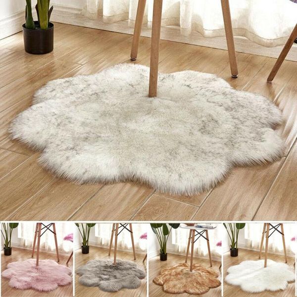 

carpets faux fur sheepskin rug balcony plum blossom shaped floor carpet bedroom mat