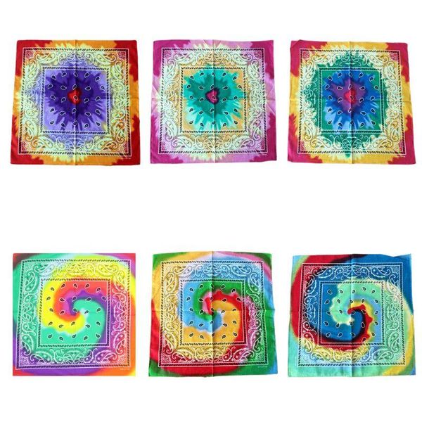 

scarves 2021 multicolor tie dye bandana head wrap rainbow swirl paisley floral square scarf, Blue;gray
