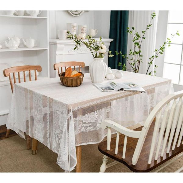 

table cloth luxury beautiful lace tablecloth dinning cover white flower hollow out rectangle decorative modern