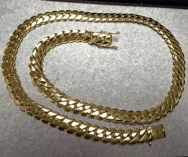 Küba Zincir Tasarımcı Takı Klasik 14K Gold Miami Mens Küba Curb Zincir Yüzük Kolye Lüks Moda Tarzı Noel Yeni Yıl Hediyesi