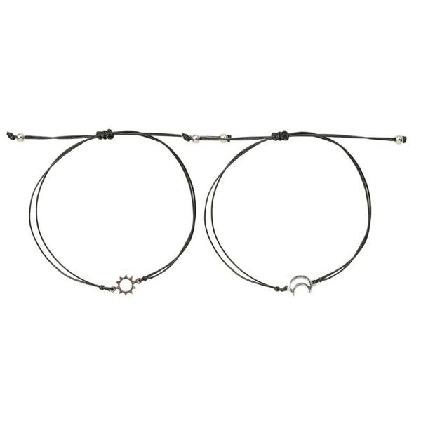 

charm bracelets 2pcs/set minimalist sun moon couple bracelet friendship jewelry gift handmade adjustable braided rope, Golden;silver